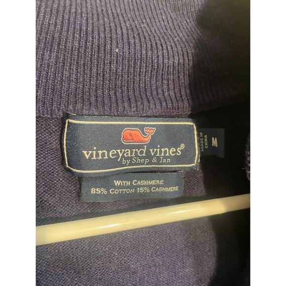 Vineyard Vines Shep & Ian Men's Medium Cashmere Blue 1/4 Zip Sweater Long Sleeve - Picture 3 of 8